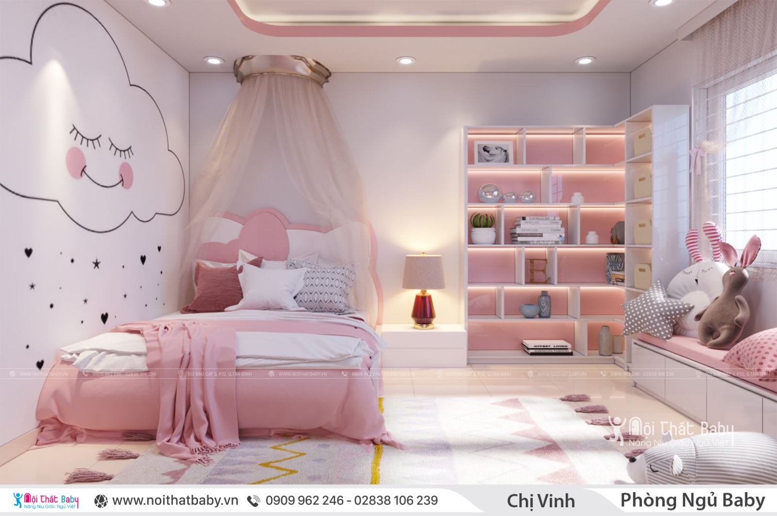 Thiết kế phòng ngủ bé gái siêu dễ thương