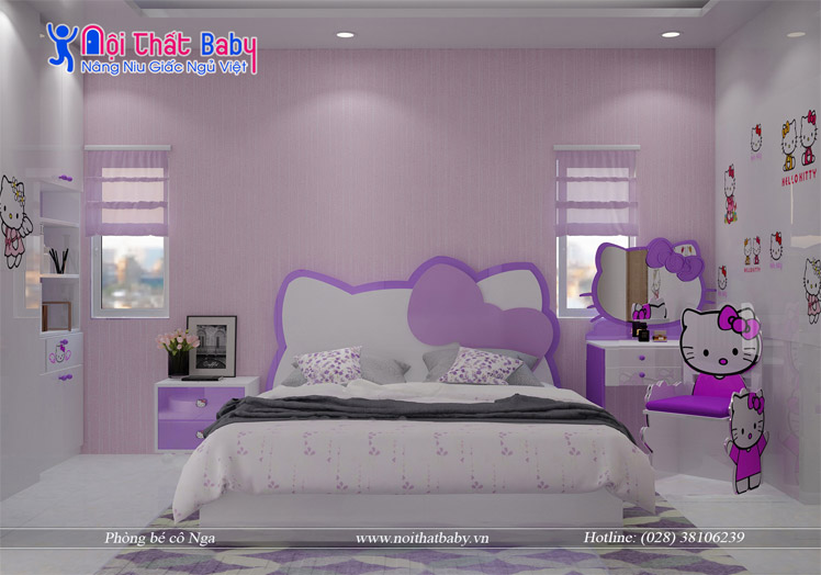 phòng ngủ bé màu tím