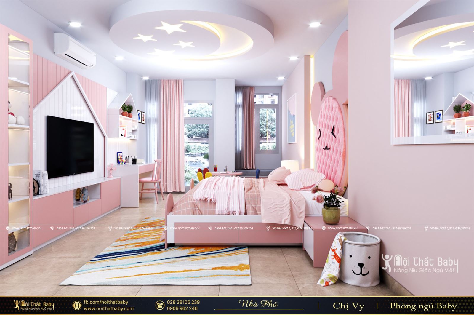 Phòng ngủ bé gái màu hồng tại Biên Hòa - Đồng Nai