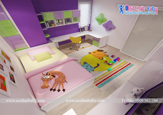 Phòng ngủ bé gái màu tím đẹp