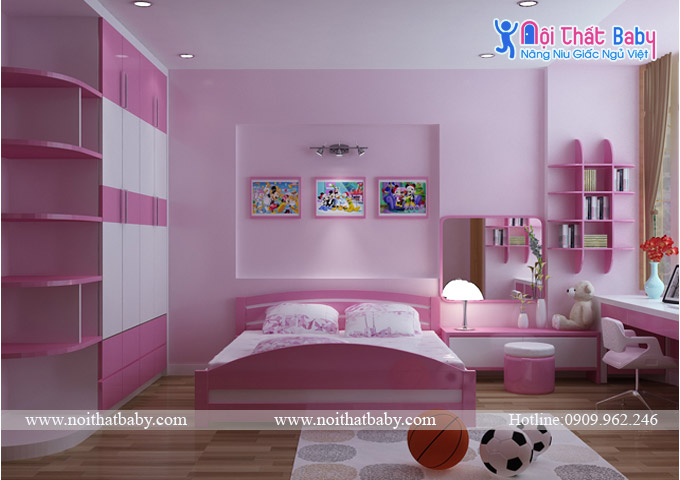  Phòng ngủ màu hồng cho bé gái