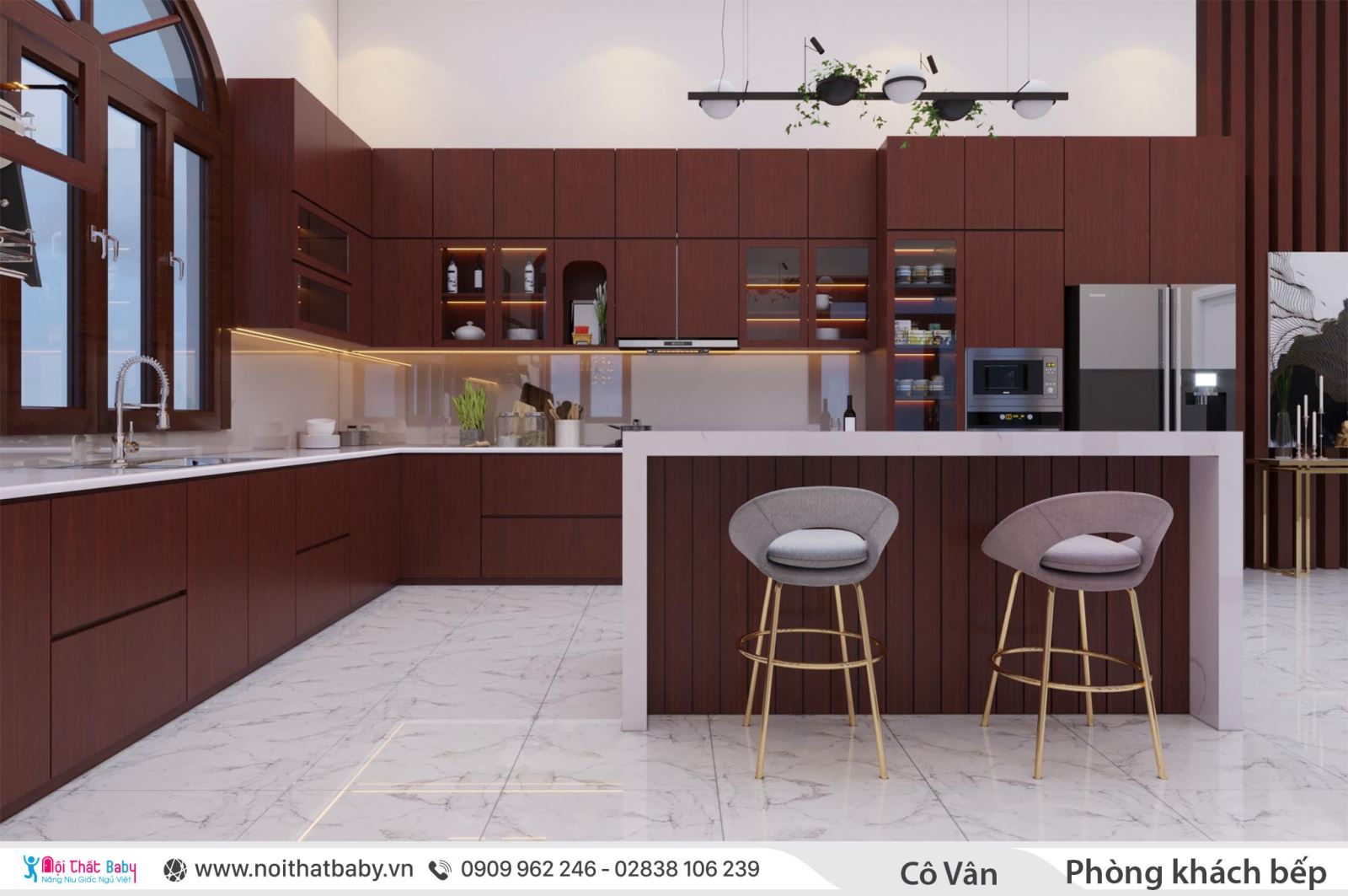 Thiết kế phòng khách - bếp hiện đại | Nhà Bếp Xinh 