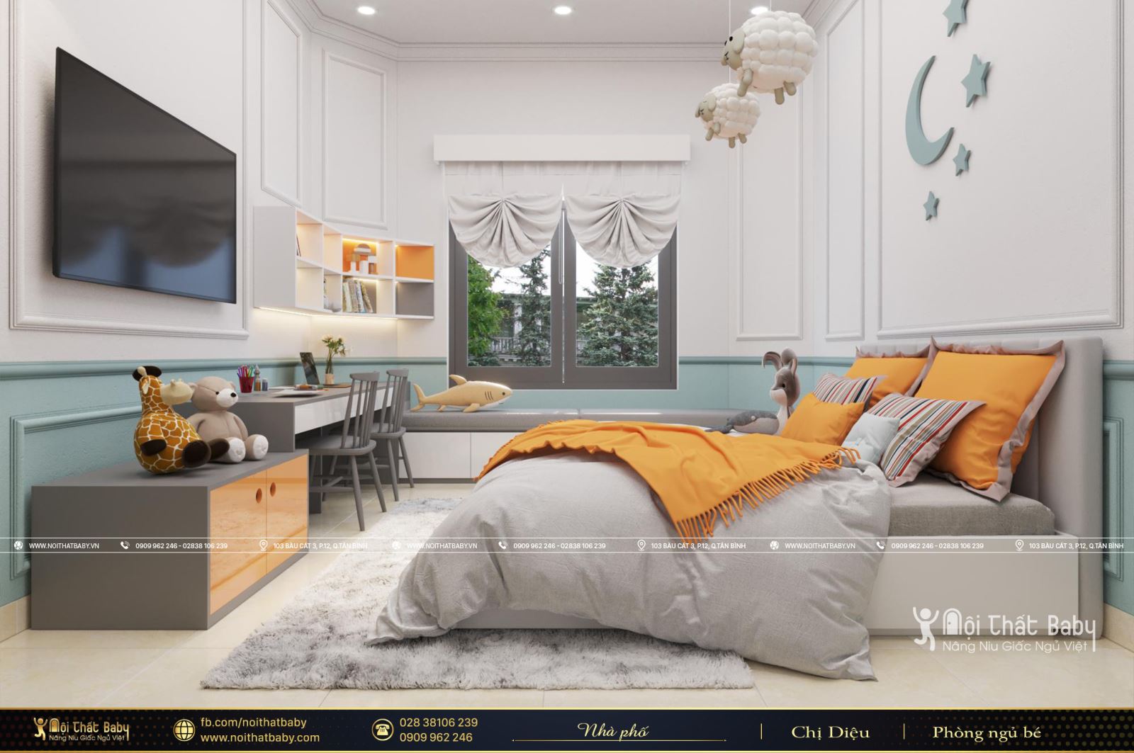 Thiết kế nội thất phòng ngủ bé trai hiện đại tại Vĩnh Long