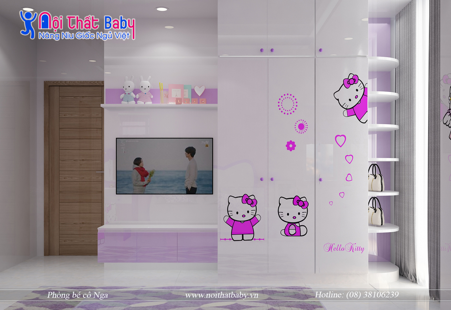 Tủ áo trẻ em Hello Kitty