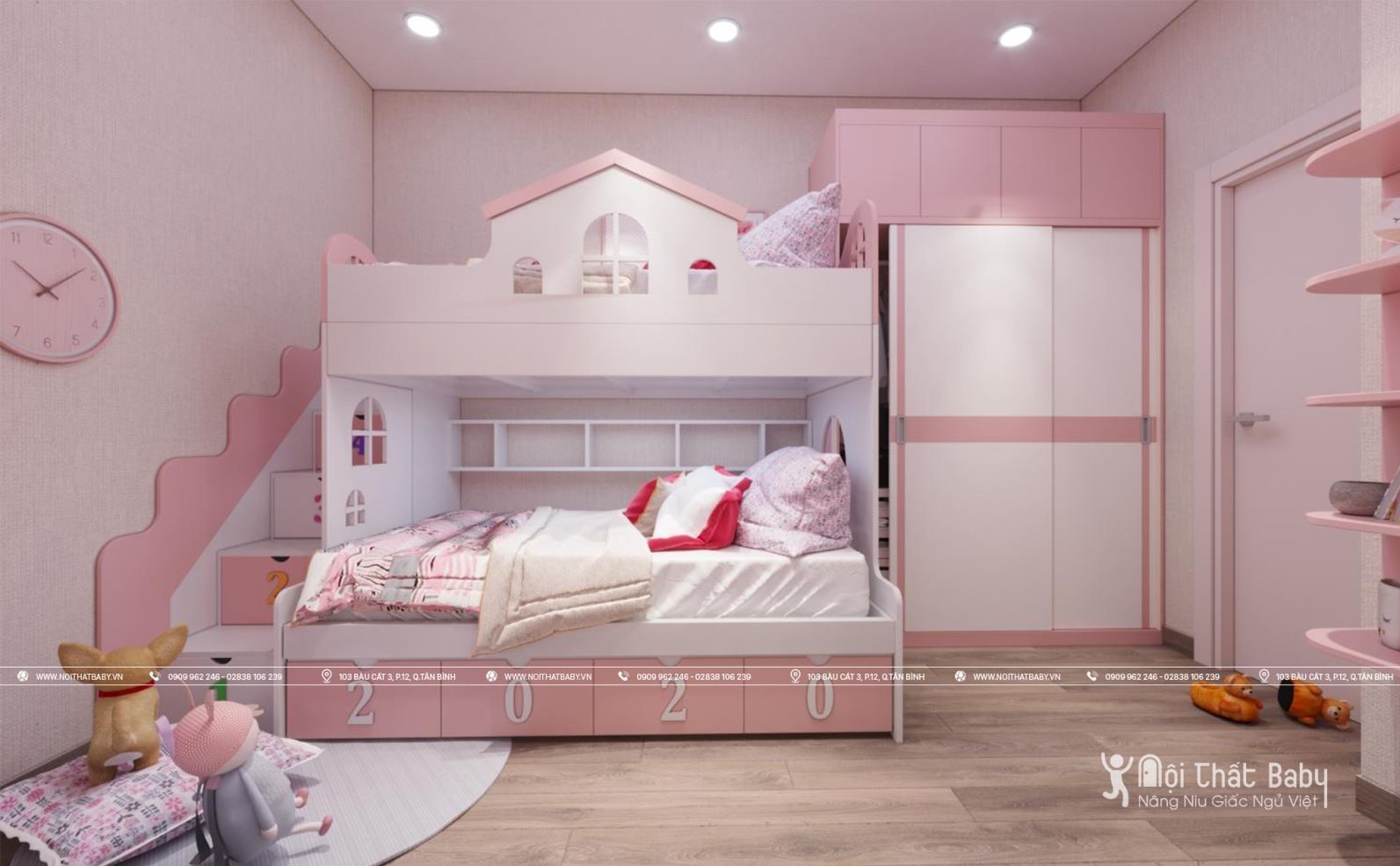Giường tầng cho bé gái sẽ là sự lựa chọn tuyệt vời cho phòng ngủ nhỏ của bạn. Với thiết kế thông minh, giường tầng không chỉ giúp tiết kiệm không gian mà còn mang đến một không gian sống tiện nghi và đầy màu sắc cho bé yêu của bạn.