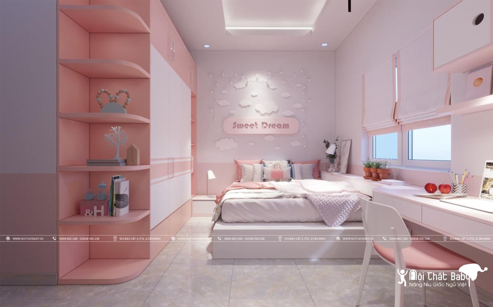 Bộ sưu tập những mẫu thiết kế phòng ngủ bé gái siêu dễ thương năm 2020