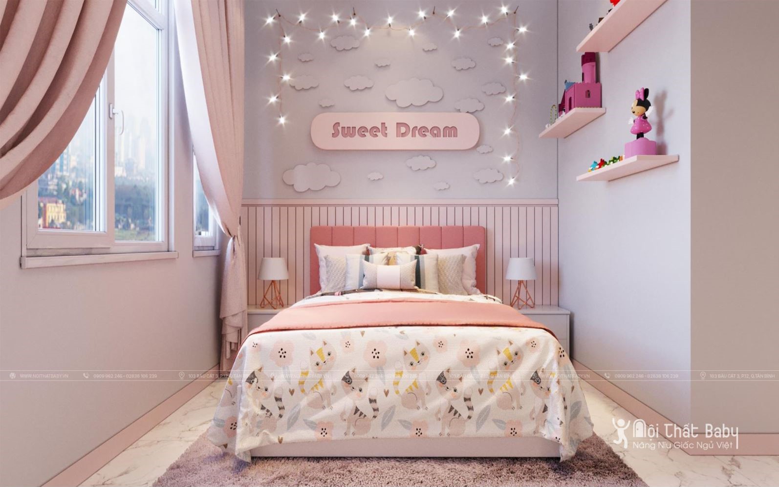 Bộ sưu tập những mẫu thiết kế phòng ngủ bé gái siêu dễ thương năm 2020