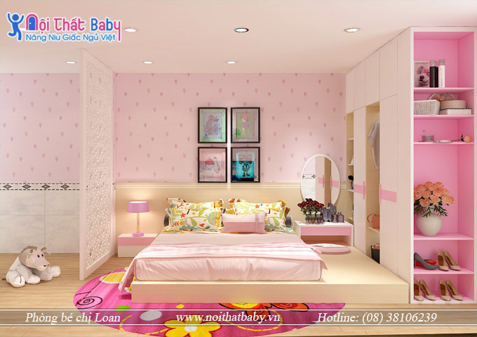 Phòng ngủ công chúa màu hồng xinh xắn là lựa chọn tuyệt vời cho bé trai hoặc bé gái của bạn. Thiết kế hiện đại và sang trọng mang đến không gian sống trẻ trung và ngọt ngào cho người dùng. Với các chi tiết thú vị, phòng ngủ sẽ giúp bé của bạn tận hưởng những giấc ngủ ngon và mong manh hơn bao giờ hết.