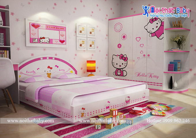 Mẫu phòng ngủ bé gái màu hồng đáng yêu
