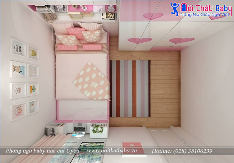 phòng ngủ bé màu hồng