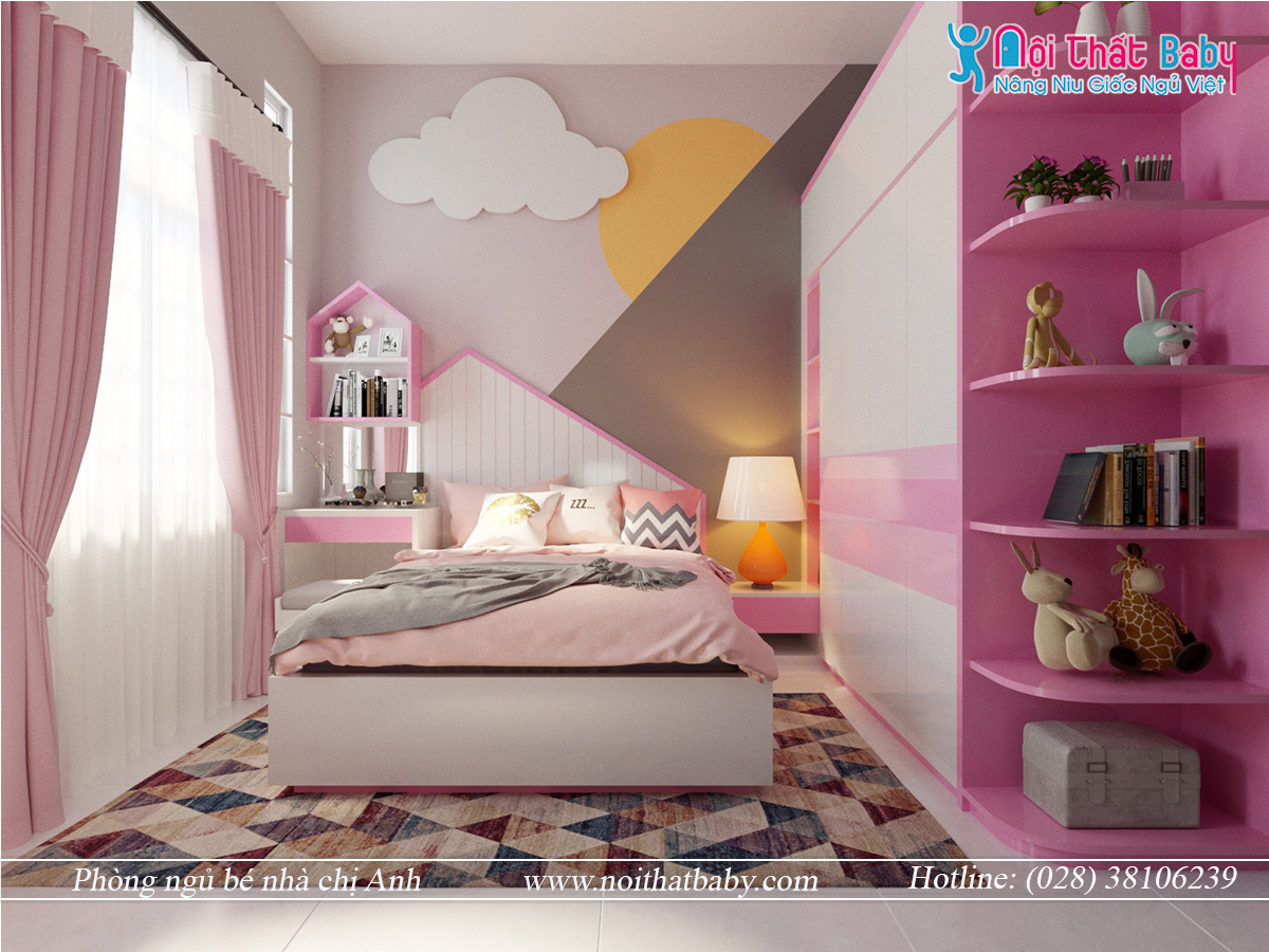 Phòng ngủ bé gái màu hồng sẽ mang lại cho bé cảm giác yêu đời và nữ tính. Với sự đổi mới về thiết kế, những phòng ngủ màu hồng cho bé gái ngày nay được trang trí đầy màu sắc và ngộ nghĩnh. Hãy để bé thực hiện giấc mơ về một phòng ngủ màu hồng như trong truyện cổ tích.