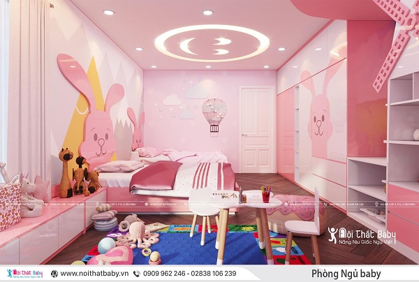 Sơn nội thất màu hồng cho phòng ngủ bé gái