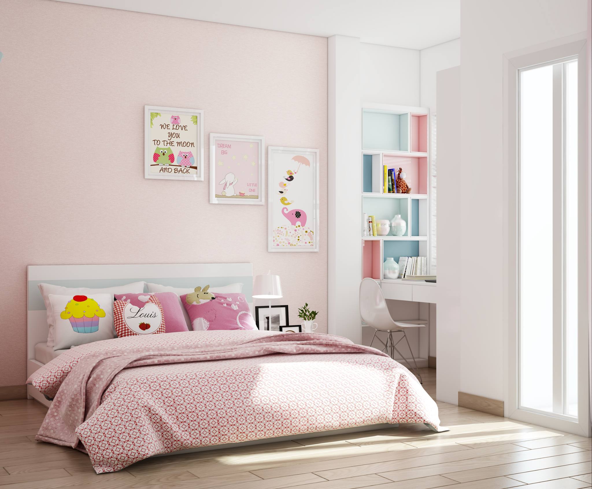 Phòng ngủ bé gái gam hồng xinh xắn