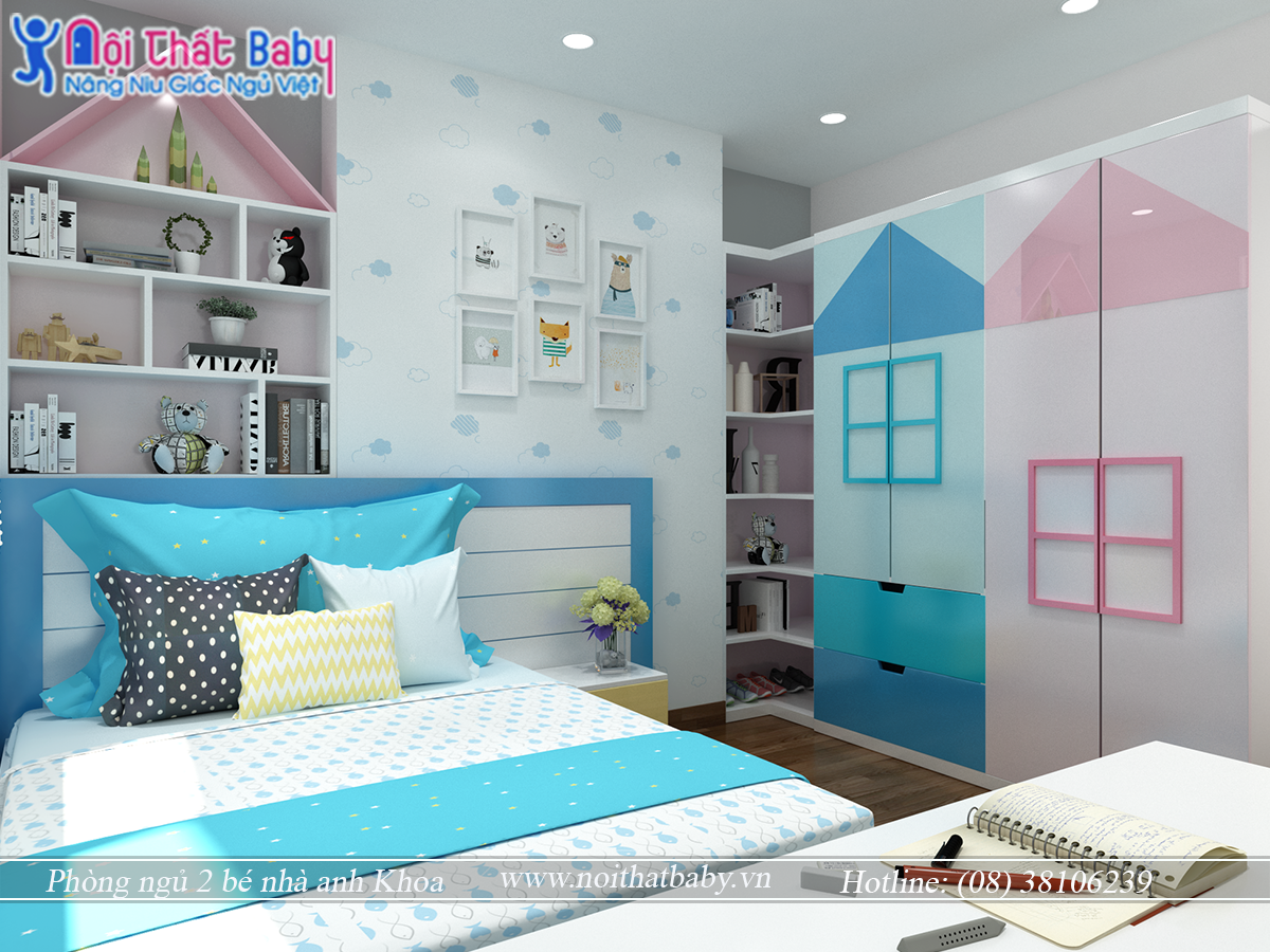 Phòng ngủ đẹp cho bé màu xanh dương