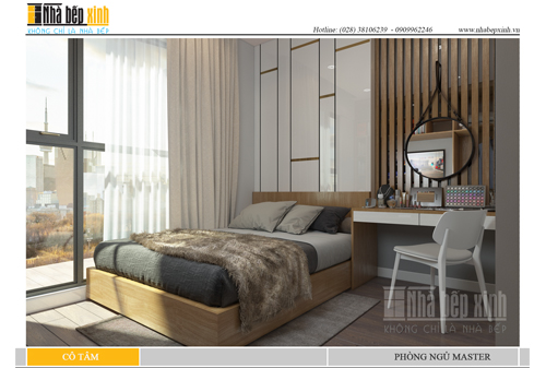 Thiết kế nội thất phòng ngủ Veneer Sồi nhà cô Tâm - NBX159