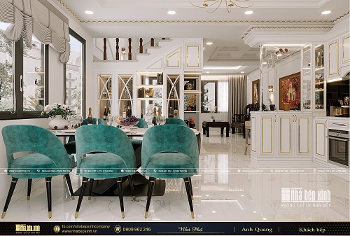 Thiết kế phòng khách bếp tân cổ điển tại Khu dân cư Dương Hồng Garden House - NBX420
