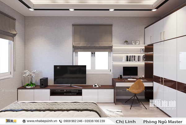Thiết kế nội thất phòng ngủ hiện đại nhà chị Linh